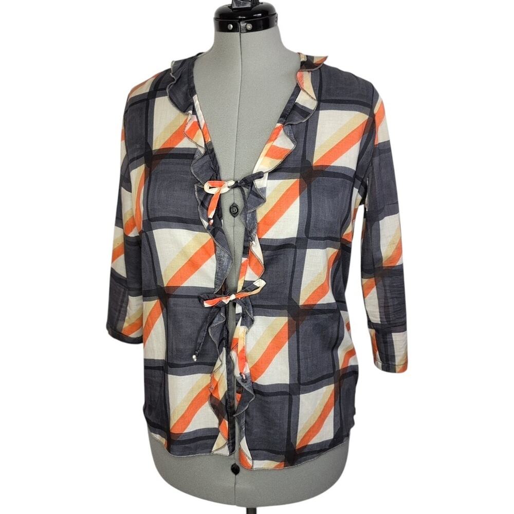 Livio de Simone Cotton Tie Front Blouse Estimate Medium Flirty Lighweight